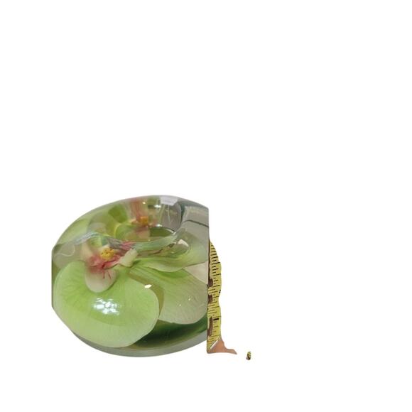 Emilo Robba Glass Orchid Tea Lite Candle Holder Green Floral - Picture 7 of 12